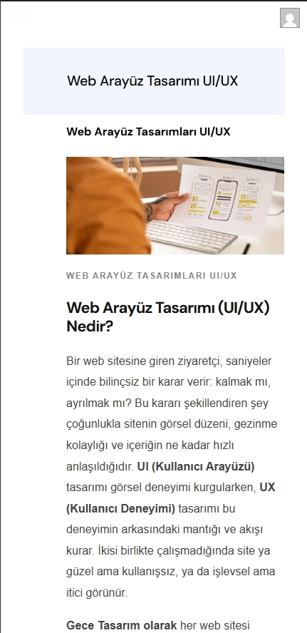 mobil görünüm